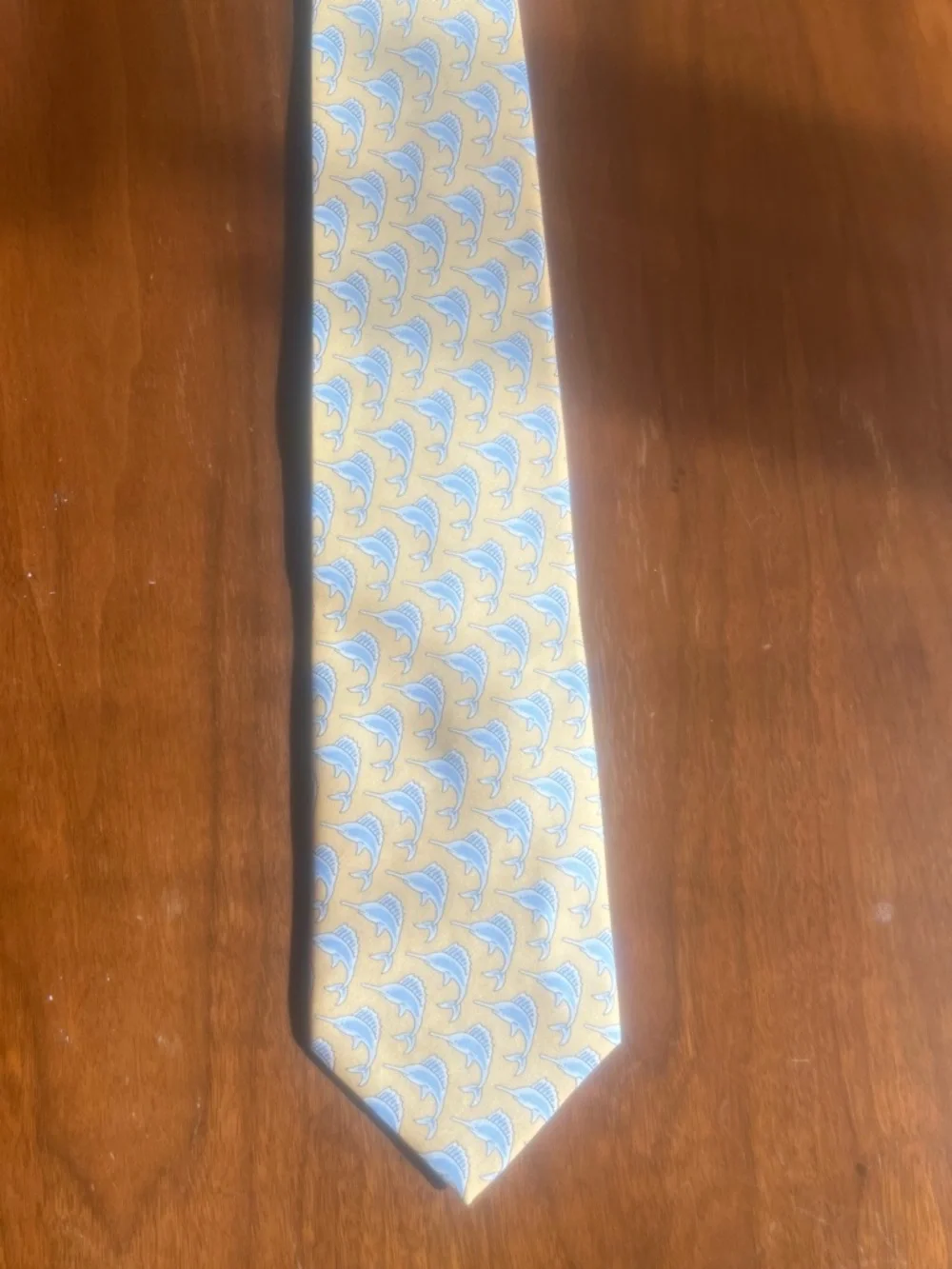 Sero New England Classics Yellow with Blue Sailfish/Marlin 100% Silk Tie